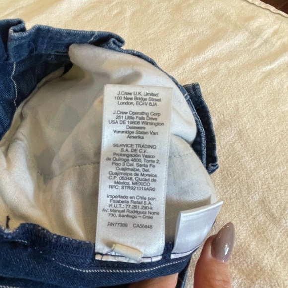 J Crew wide pin stripe paper bag baggy jean denim gathered waist zipper closure - Picture 6 of 12